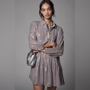porridge short-sleeve crew-neck linen printed mini dress Porridge